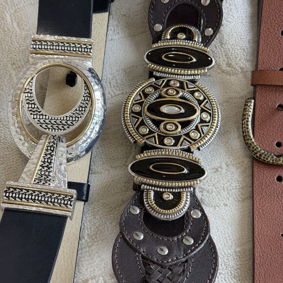 Chico’s Belt Lot of 8 Leather Silver Gold Metal Buckles Black Brown Rhinestones main image 6